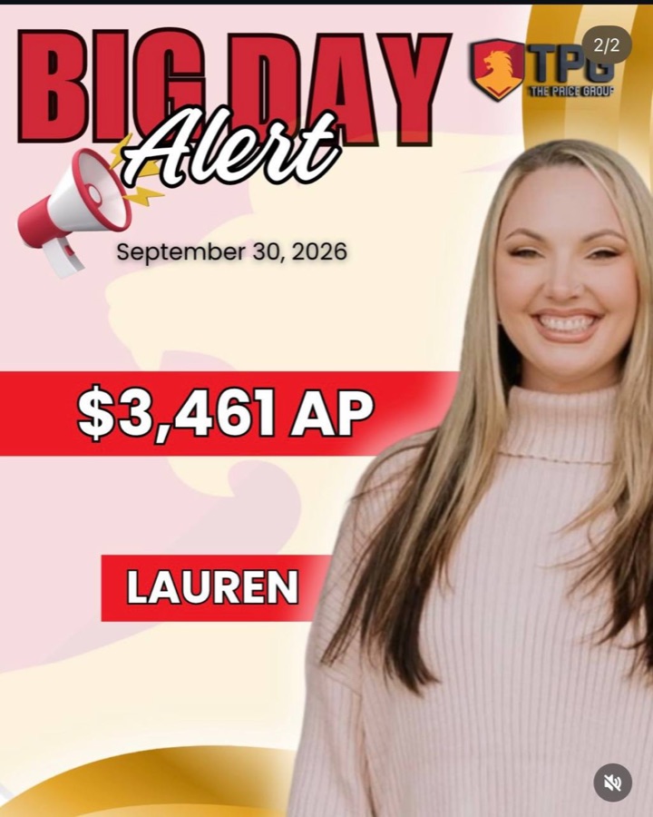 Big Day Alert: Lauren, $3,461 AP, September 30, 2026